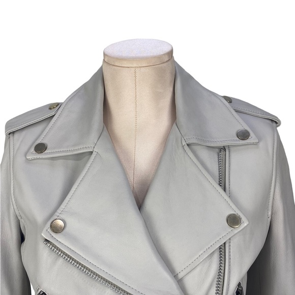 WALTER BAKER Liz Lambskin Leather Motorcycle Jacket Small - Picture 5 of 13
